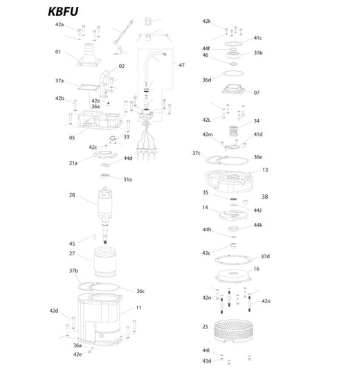 Pompa apa murdara profesionala pentru apa cu noroi / namol IBO Dambat 50-KBFU-1,5, 1.5 kW, 420l/min, 230V, H refulare 18.5m