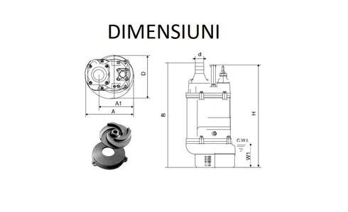 Pompa apa murdara profesionala pentru apa cu noroi / namol IBO Dambat 50-KBFU-1,5, 1.5 kW, 420l/min, 230V, H refulare 18.5m